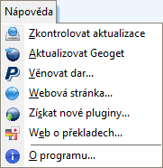 Menu - Nápověda